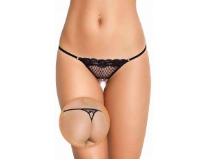 Stringi koronkowe otwarte SoftLine 2415 czarne S/L