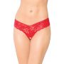 Stringi koronkowe z pęknięciem w kroku czerwone S/M SoftLine 2440 - 2