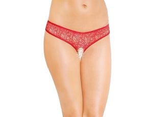 Stringi koronkowe SoftLine 2446 czerwone S/M