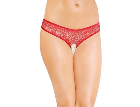 Stringi koronkowe SoftLine 2446 czerwone M/L
