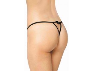 Stringi koronkowe z frędzelkami SoftLine 2458 czarne S/L