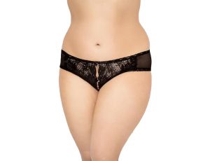 Stringi siateczkowe koronkowe SoftLine 2469 Plus Size czarne 2XL