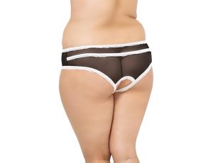 Stringi erotyczne siateczkowe z kokardką SoftLine 2471 czarne 3XL