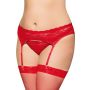 Pas do pończoch koronkowy z stringami SoftLine czerwony 3XL - 3