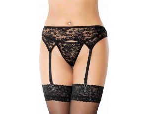 Koronkowy pas do pończoch SoftLine 3310 czarny S/M