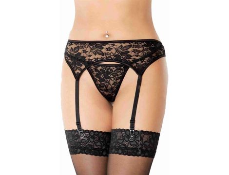Koronkowy pas do pończoch SoftLine 3310 czarny S/M