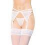 Koronkowy pas do pończoch ze stringami Softline 3318 biały S/M - 2