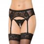 Koronkowy pas do pończoch z stringami SoftLine 3319 czarny M/L - 3