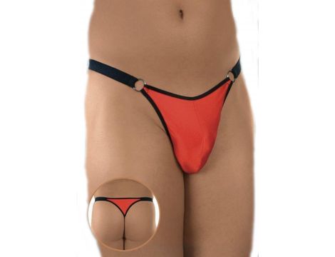 Seksowne męskie stringi SoftLine czerwono czarne S/L