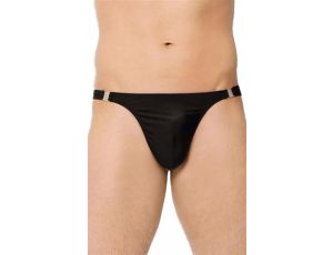 Stringi satynowe z rozpięciami SoftLine 4432 czarne M