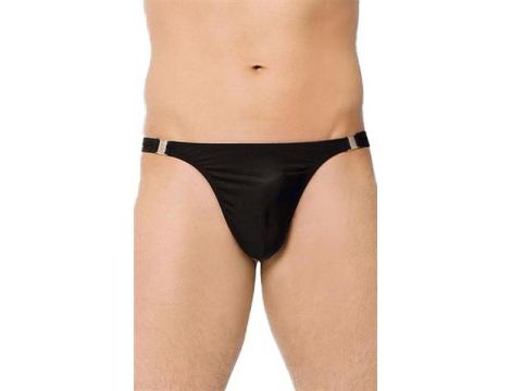 Stringi satynowe z rozpięciami SoftLine 4432 czarne M