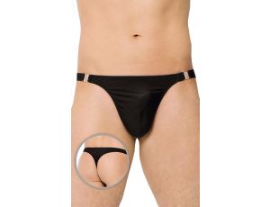 Stringi satynowe z rozpięciami SoftLine Collection 4432 czarne XL