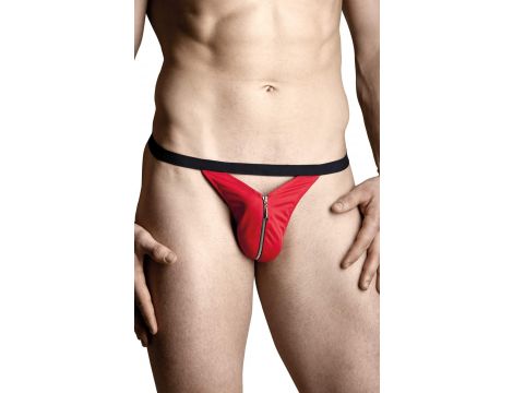 Satynowe stringi męskie z zameczkiem SoftLine czerwone S/L - 2