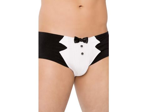 Szorty erotyczne z kołnierzykiem i muchą SoftLine czarne XL - 2