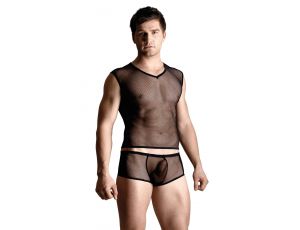 Net set - shirt and thong - black XL
