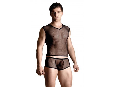 Net set - shirt and thong - black XL