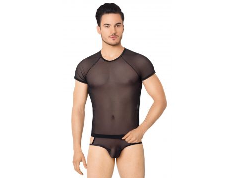 Siatęczkowa koszulka i szorty SoftLine 4607 czarne M/L