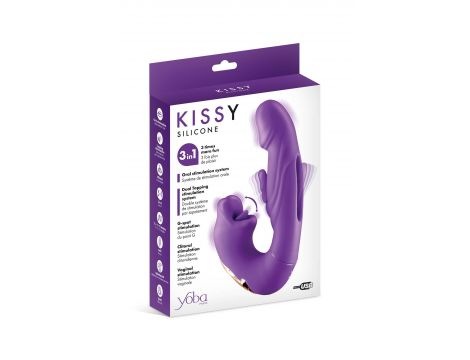 Wibrator króliczek Yoba Kissy 3w1 fioletowy USB 17,6 cm - 4