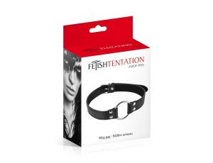 Knebel z metalowym pierścieniem Fetish Tentation czarny 48 mm