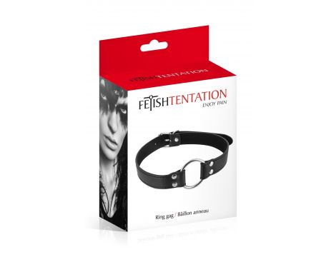 Knebel z metalowym pierścieniem Fetish Tentation czarny 48 mm
