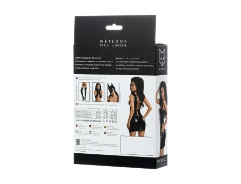 Błyszcząca sukienka wetlook z ćwiekami i sznurowaniem Glossy czarna XL - 5