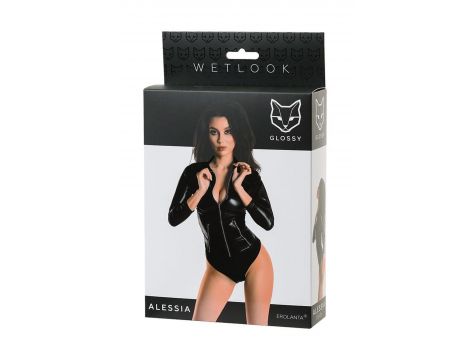 Body wetlook Alessia Glossy czarne L - 7