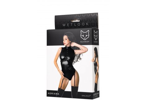 Body wetlook Adriana Glossy czarne S - 4
