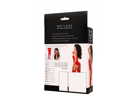 Body Wetlook Glossy z wiązaniem czerwone XL - 6