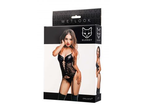 Komplet bielizny Glossy Miriam wetlook czarny L - 3