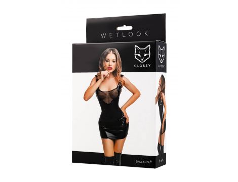 Sukienka wetlookowa Glossy Rimma czarna M - 2
