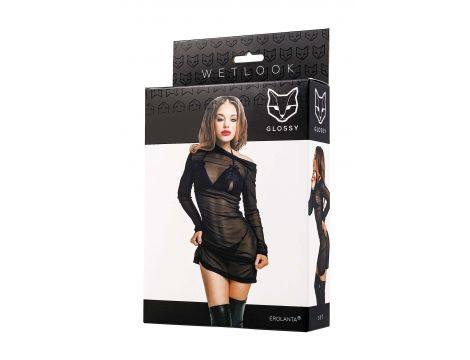 Komplet bielizny Glossy Sheril wetlook czarny XL - 5