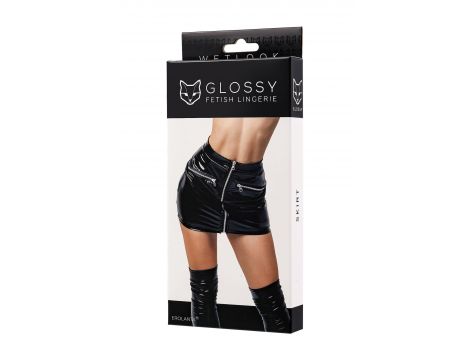 Spódnica wetlook Glossy Billie czarna L - 2