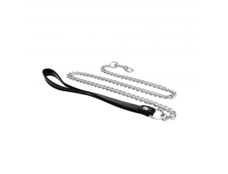 Metal and leather chain leash