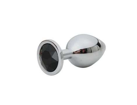 Korek analny Fantasy srebrny z czarnym diamentem 7 cm - 2