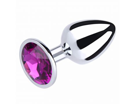 Mały srebrny korek analny z fioletowym diamentem Fantasy 7 cm - 2