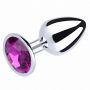 Mały srebrny korek analny z fioletowym diamentem Fantasy 7 cm - 3