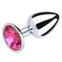 Silver Small Butt Plug with Pink Diamond - 3