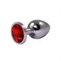 Korek analny Fantasy srebrny mały z czerwonym diamentem 7 cm - 2