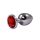 Korek analny Fantasy srebrny mały z czerwonym diamentem 7 cm