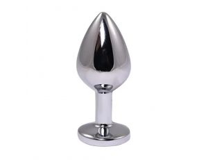 Średni srebrny korek analny Fantasy z czerwonym diamentem 8 cm