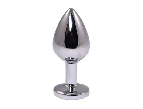 Średni srebrny korek analny Fantasy z czerwonym diamentem 8 cm