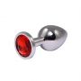 Średni srebrny korek analny Fantasy z czerwonym diamentem 8 cm - 4