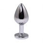 Średni srebrny korek analny Fantasy z czerwonym diamentem 8 cm - 2