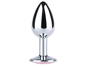 Duży srebrny korek analny z różowym diamentem Fantasy 9 cm