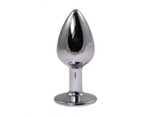 Duży srebrny korek analny z czerwonym diamentem Fantasy 9 cm