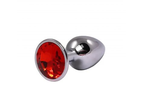 Duży srebrny korek analny z czerwonym diamentem Fantasy 9 cm - 3