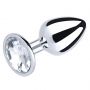 Duży srebrny korek analny z białym diamentem Fantasy 9 cm - 2
