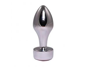 Korek analny srebrny z różowym diamentem Fantasy 7,7 cm