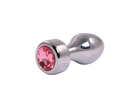 Korek analny srebrny z różowym diamentem Fantasy 7,7 cm - 2