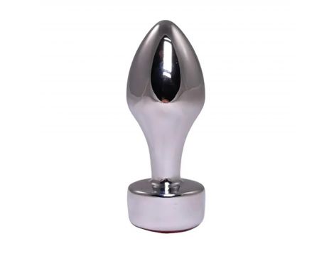 Korek analny srebrny z różowym diamentem Fantasy 7,7 cm